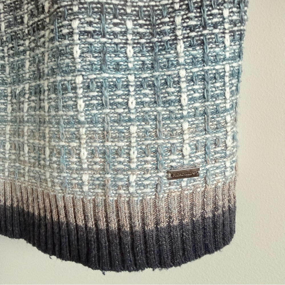 Picadilly Fashion Blue and Gray Cowl Neck Sweater Vest - Picture 3 of 8